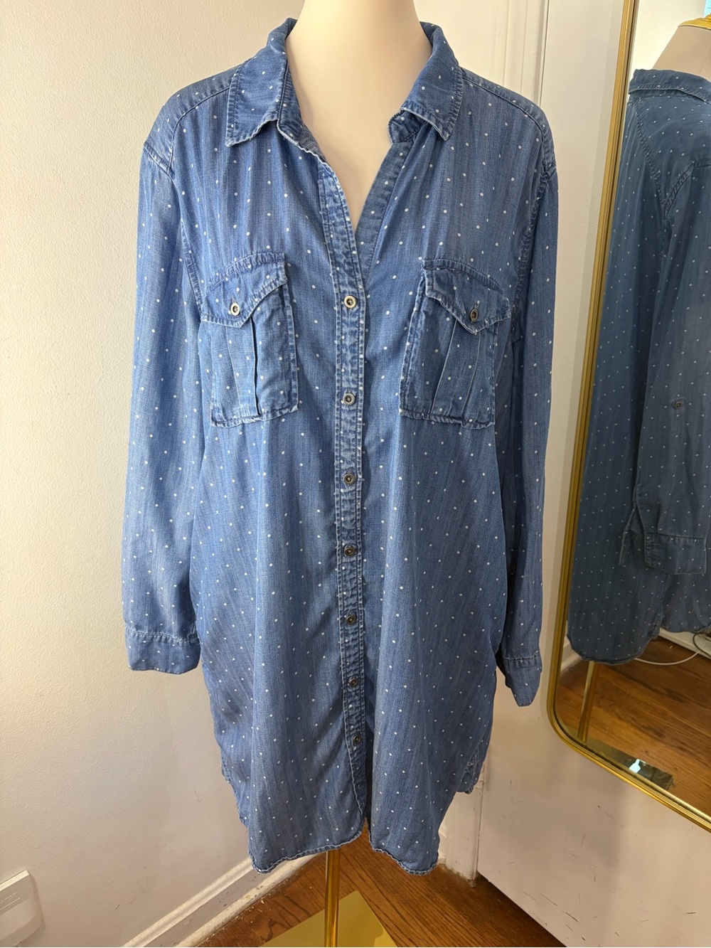 Philosophy Light Blue Polka-Dot Tencel Denim Shirt Jacket